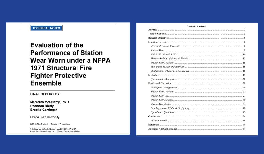 Evaluation of the Performance of Station Wear Worn under a NFPA 1971 Structural Fire Fighter Protective Ensemble