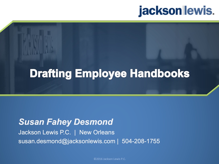 A Presentation On Drafting Employee Handbooks